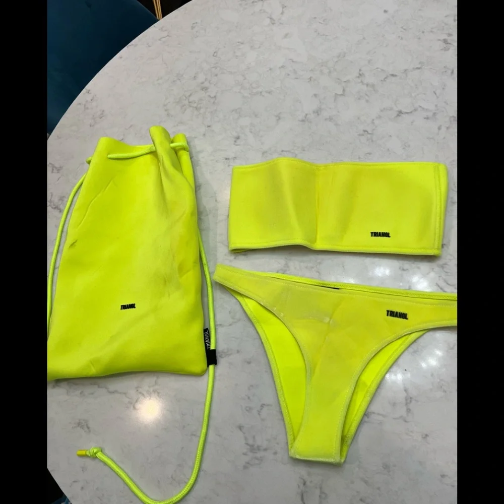 triangl swimwear Neon Yellow Bandeau Bikini Set